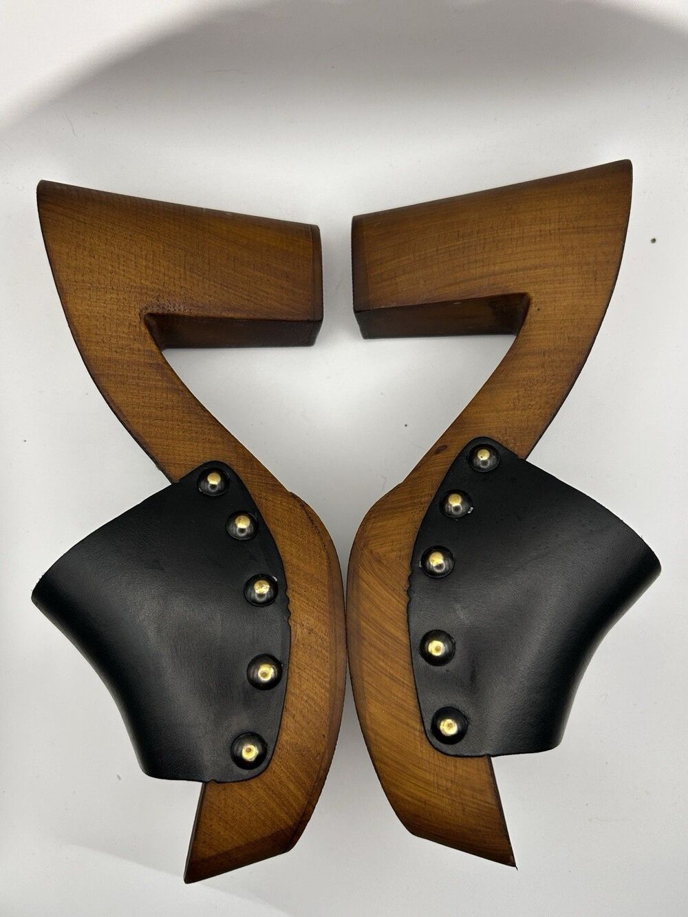 Ariat Black Leather Wood-Platform Clog Heels - Picture 3 of 6